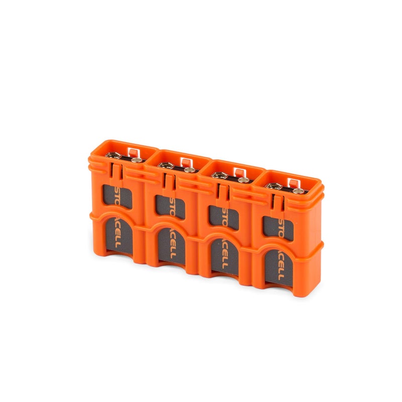 Storacell by Powerpax Slimline Battery Storage Container - Holds 4 - 9 Volt Batteries, Orange, 1 Count (Pack of 1) - Image 1